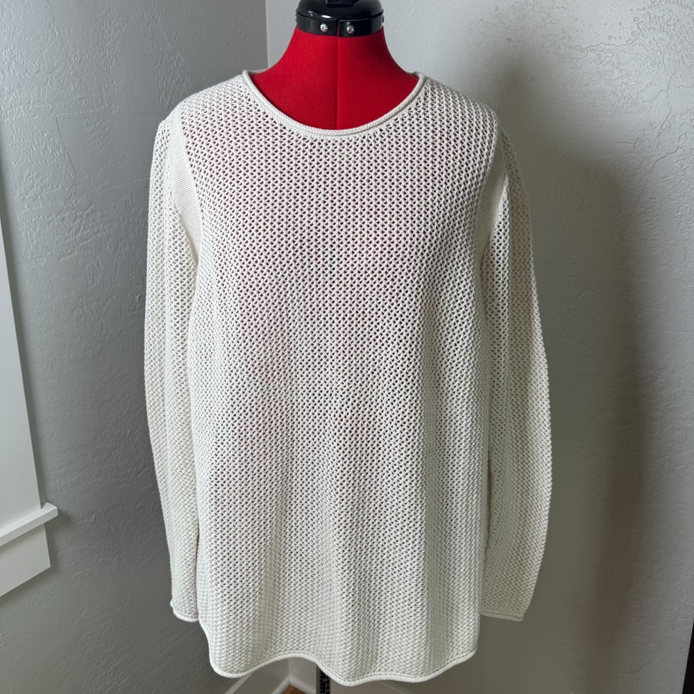 WRAP London Cream Open Knit Cotton Zip Side Sweater Size 16